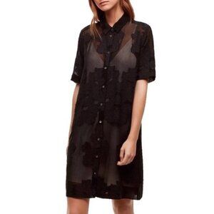 Aritzia Wilfred Hemistiche Blayze Floral Shirt Dress XS Black NWT $120